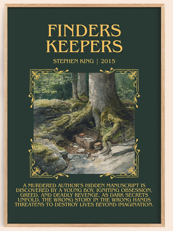 Finders Keepers minimalist book poster by Stephen King – framed literary art print