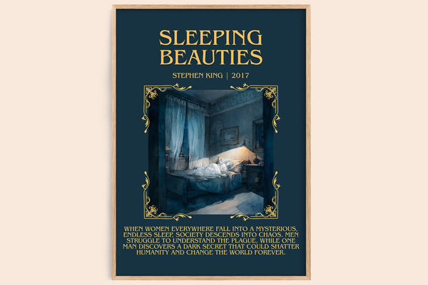 Sleeping Beauties minimalist book poster by Stephen King – framed literary art print