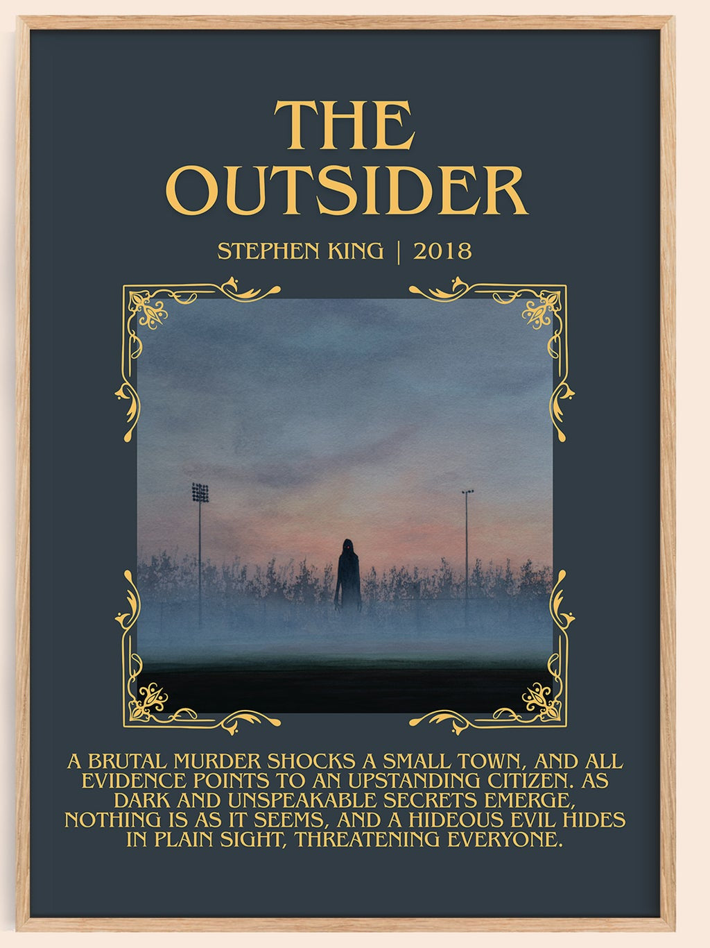 The Outsider minimalist book poster by Stephen King – framed literary art print