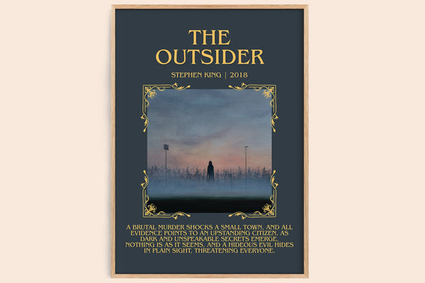 The Outsider minimalist book poster by Stephen King – framed literary art print