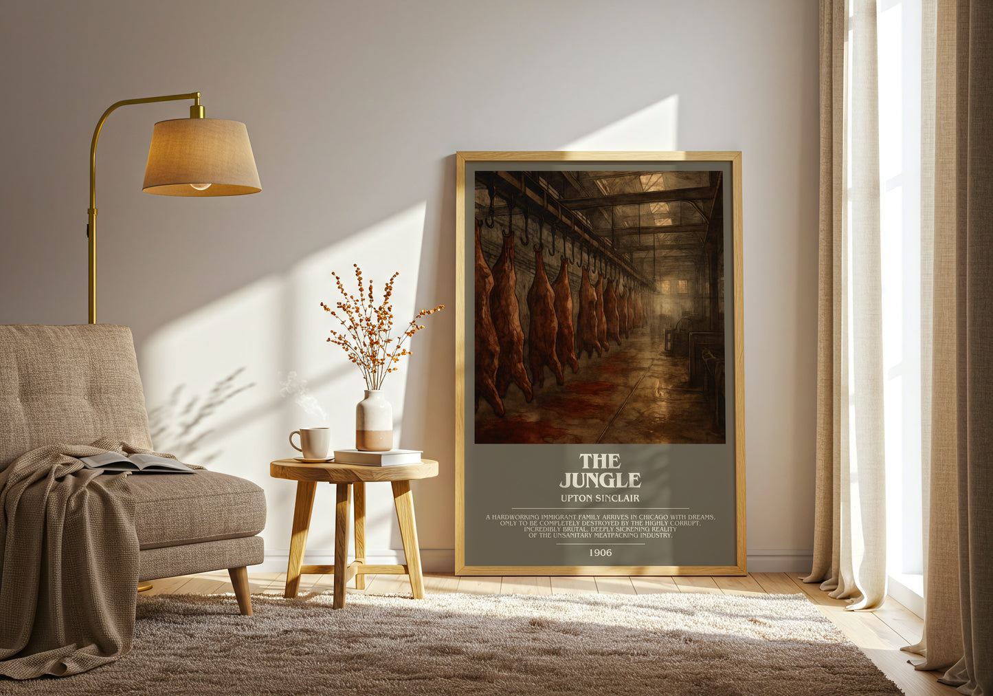 The Jungle bookish print on bookshelf – Upton Sinclair fan gift