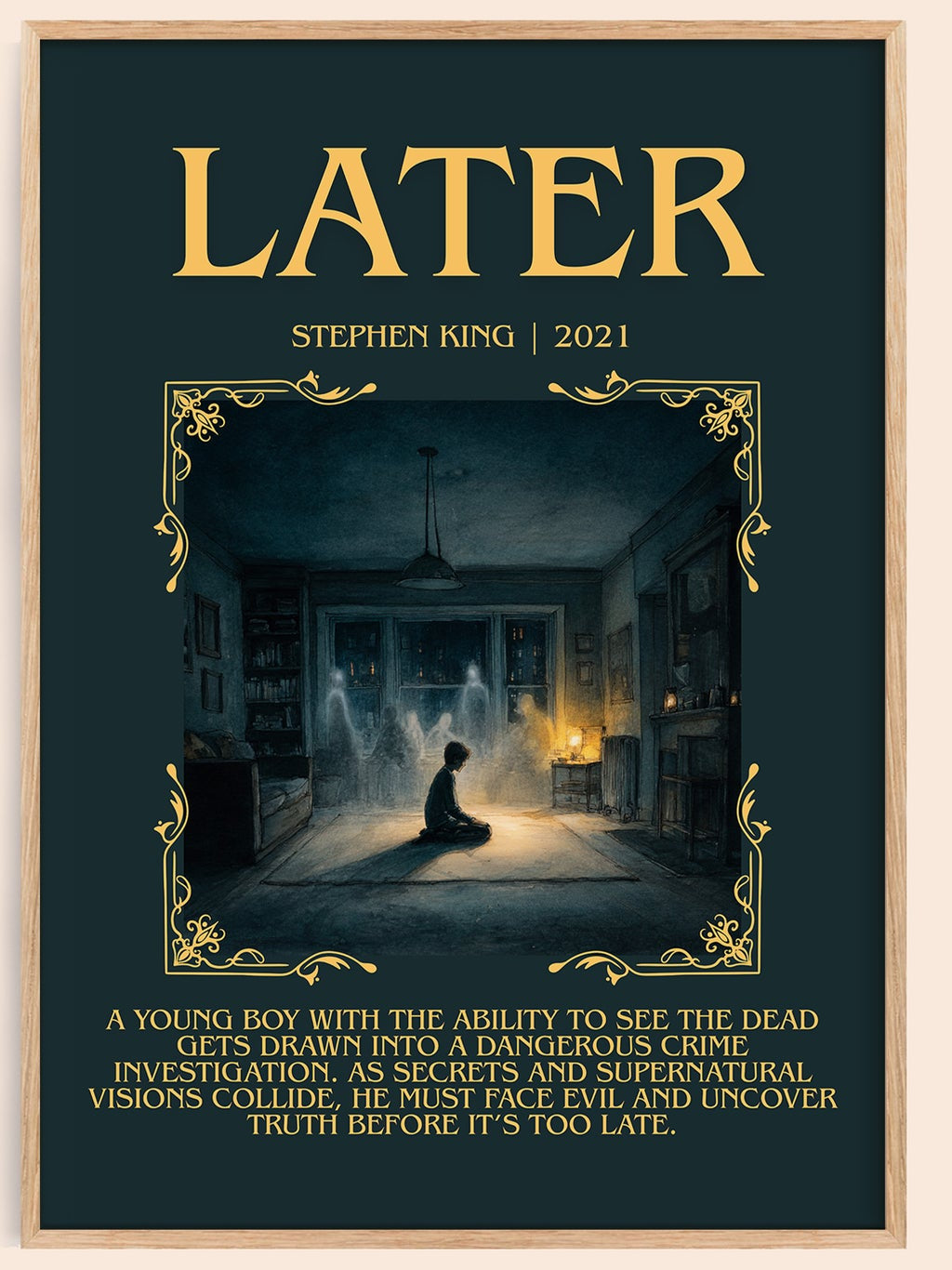 Later minimalist book poster by Stephen King – framed literary art print