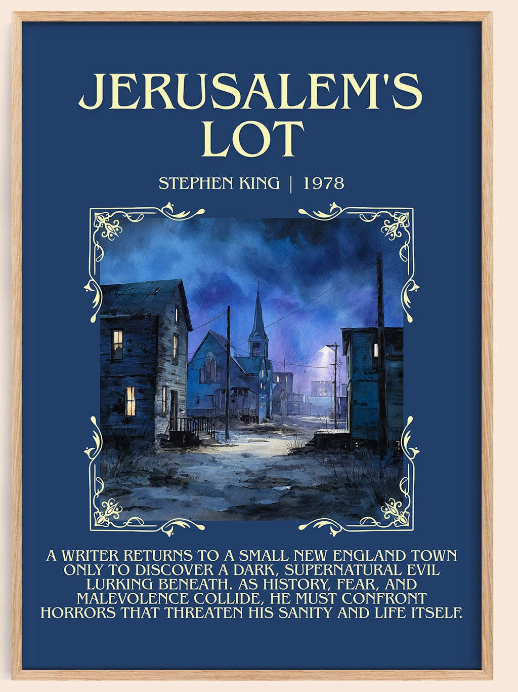 Jerusalem's Lot minimalist book poster by Stephen King – framed literary art print