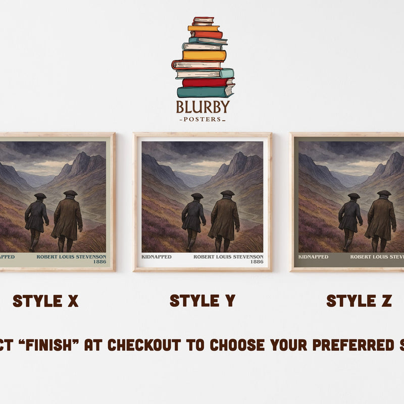 Kidnapped literary print in frame leaning in hallway – adventure wall art