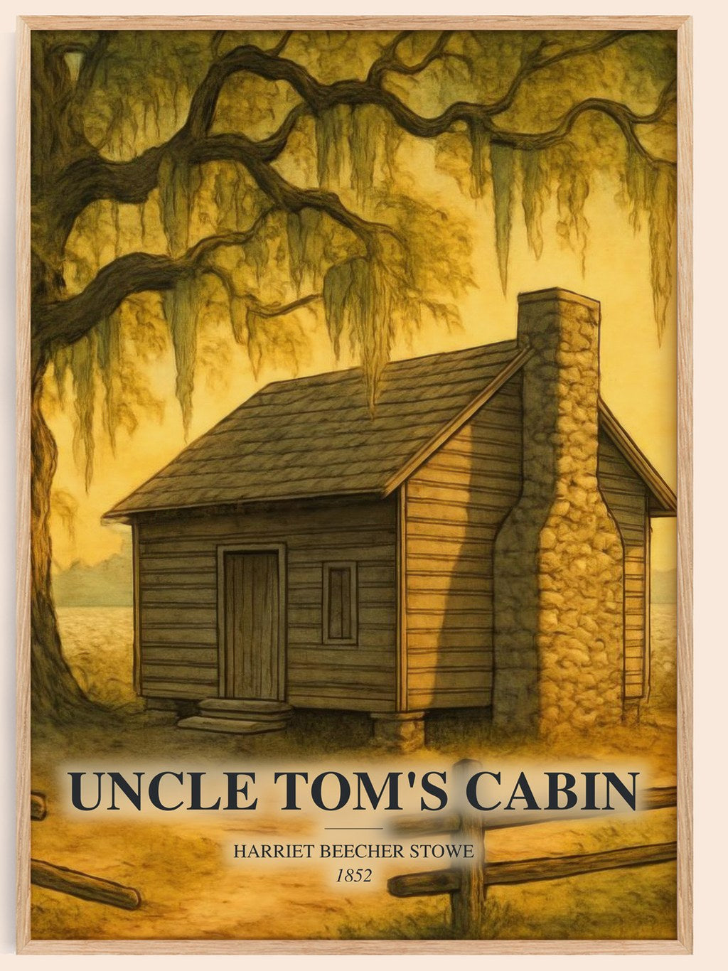 Uncle Tom'S Cabin watercolour book poster by Harriet Beecher Stowe – framed literary art print