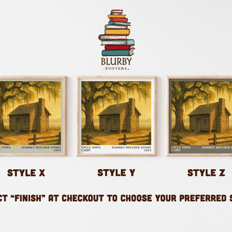 Uncle Tom's Cabin literary print in frame leaning in hallway – historical fiction wall art