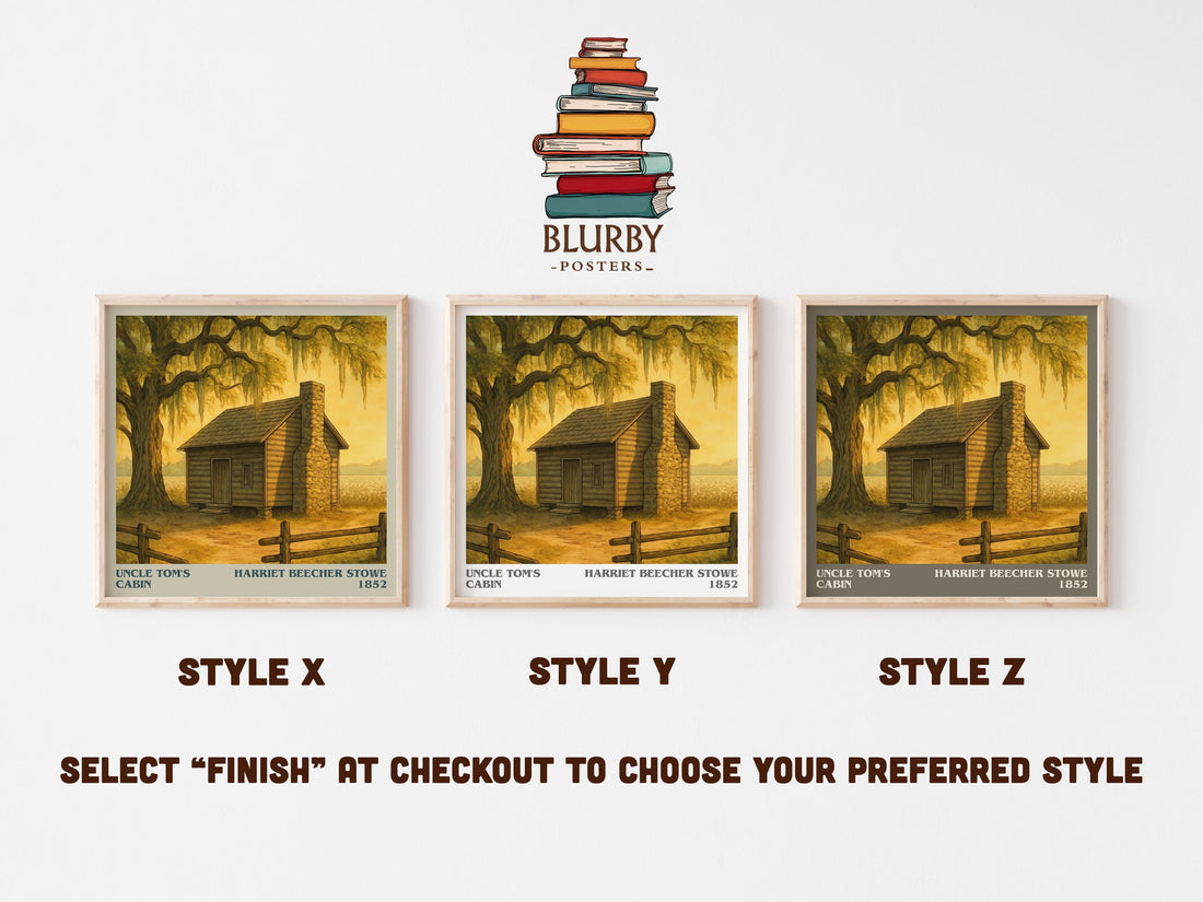 Uncle Tom's Cabin literary print in frame leaning in hallway – historical fiction wall art (mockup)