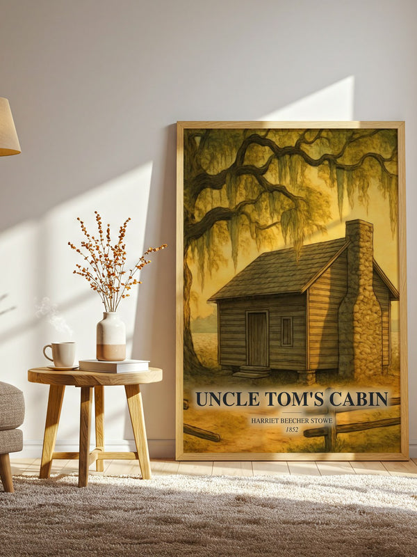 Uncle Tom'S Cabin watercolour print in frame leaning in hallway – historical fiction wall art