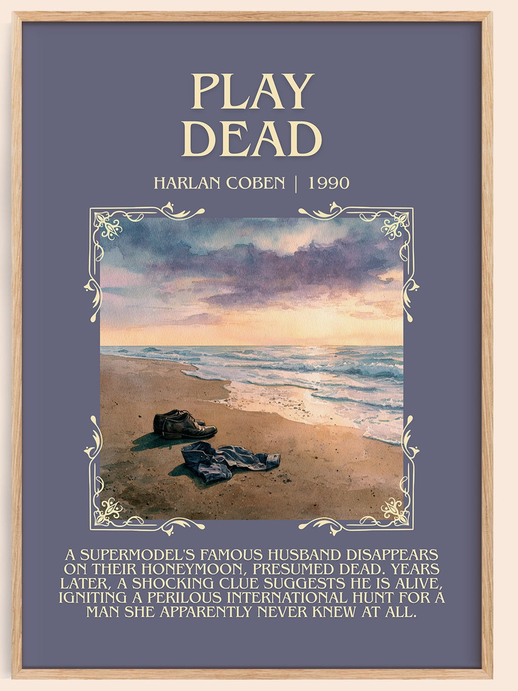 Play Dead minimalist book poster by Harlan Coben – framed literary art print