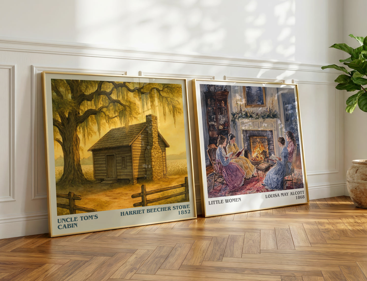 Uncle Tom's Cabin literary print on bookshelf – Harriet Beecher Stowe fan gift
