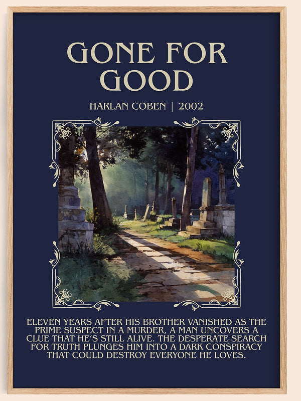 Gone for Good minimalist book poster by Harlan Coben – framed literary art print
