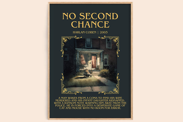 No Second Chance minimalist book poster by Harlan Coben – framed literary art print