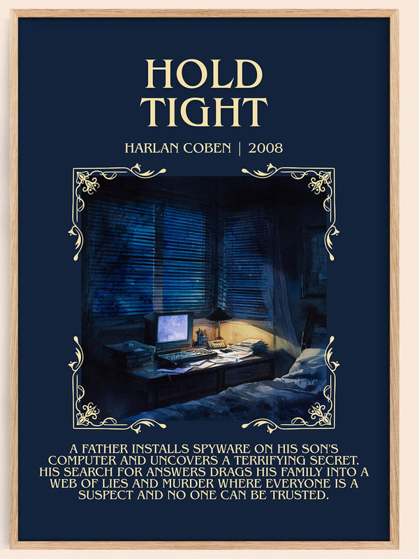 Hold Tight minimalist book poster by Harlan Coben – framed literary art print