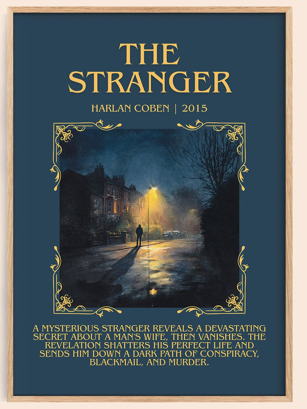 The Stranger minimalist book poster by Harlan Coben – framed literary art print