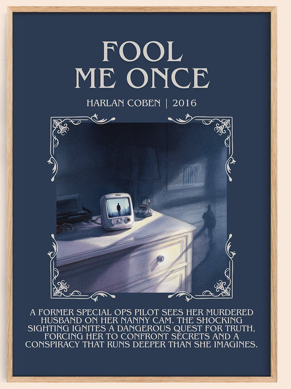 Fool Me Once minimalist book poster by Harlan Coben – framed literary art print