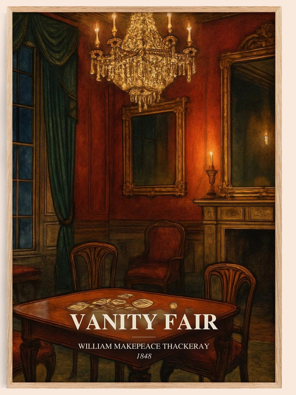 Vanity Fair watercolour book poster by William Makepeace Thackeray – framed literary art print