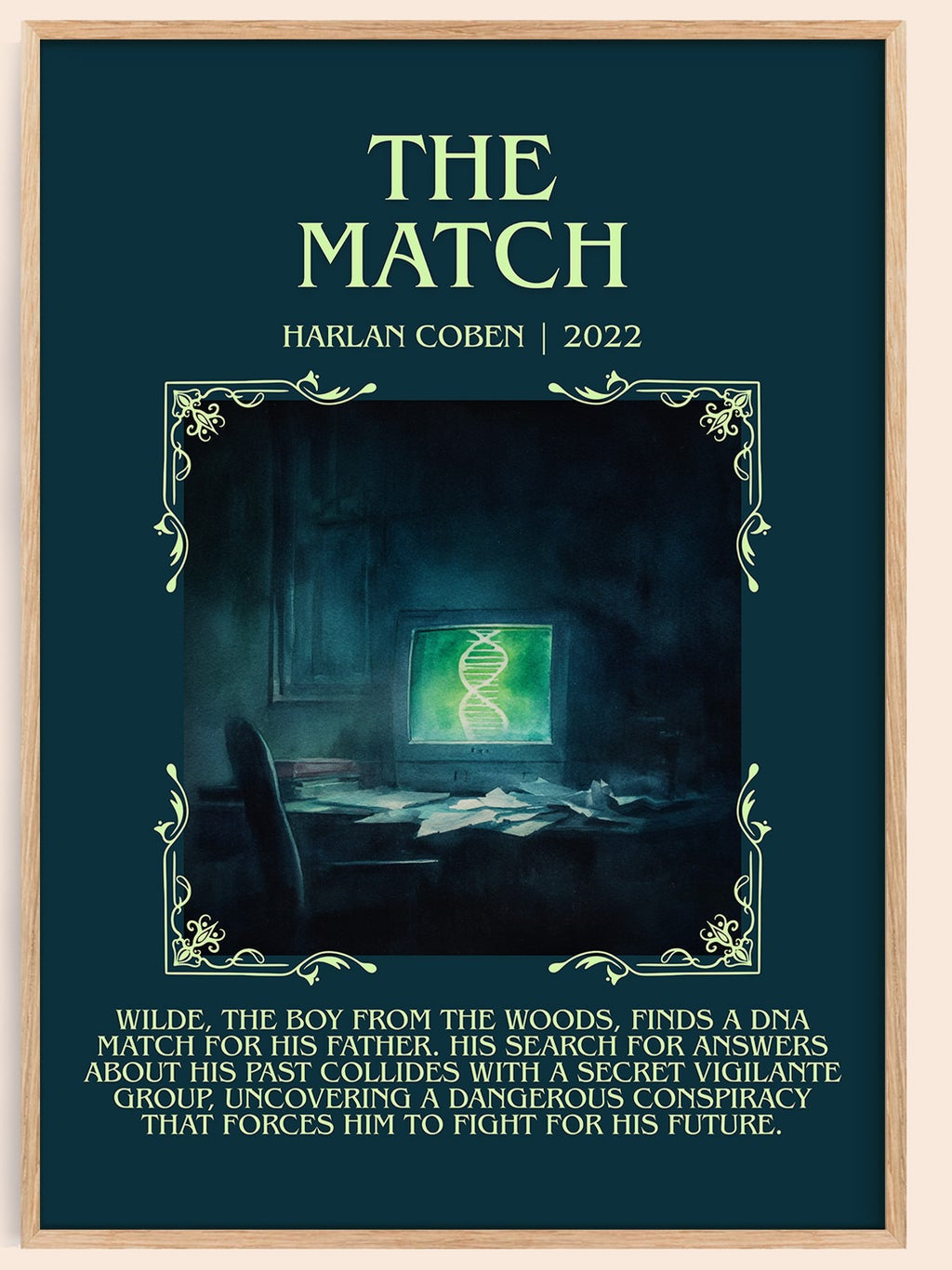 The Match minimalist book poster by Harlan Coben – framed literary art print