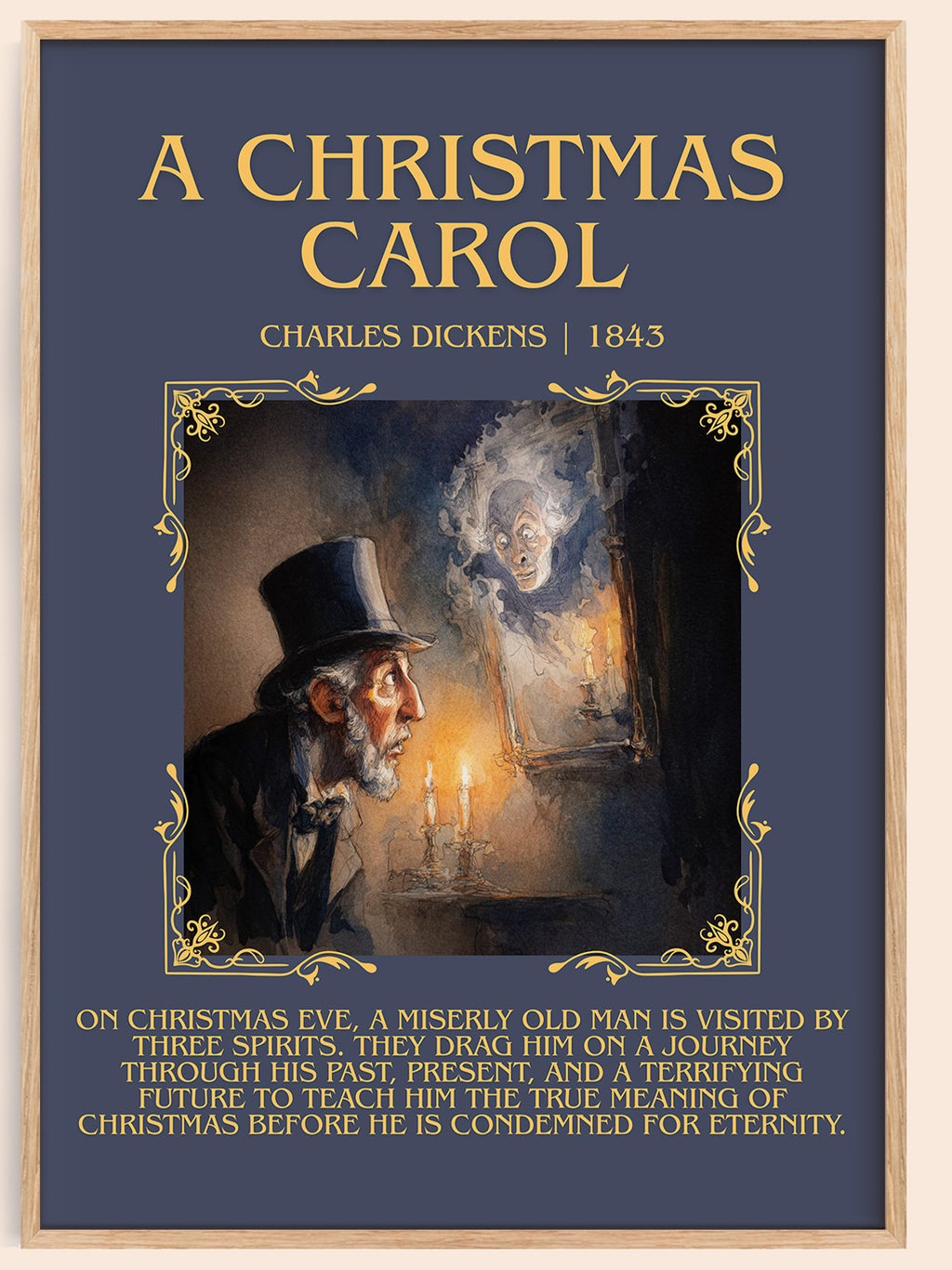 A Christmas Carol minimalist book poster by Charles Dickens – framed literary art print