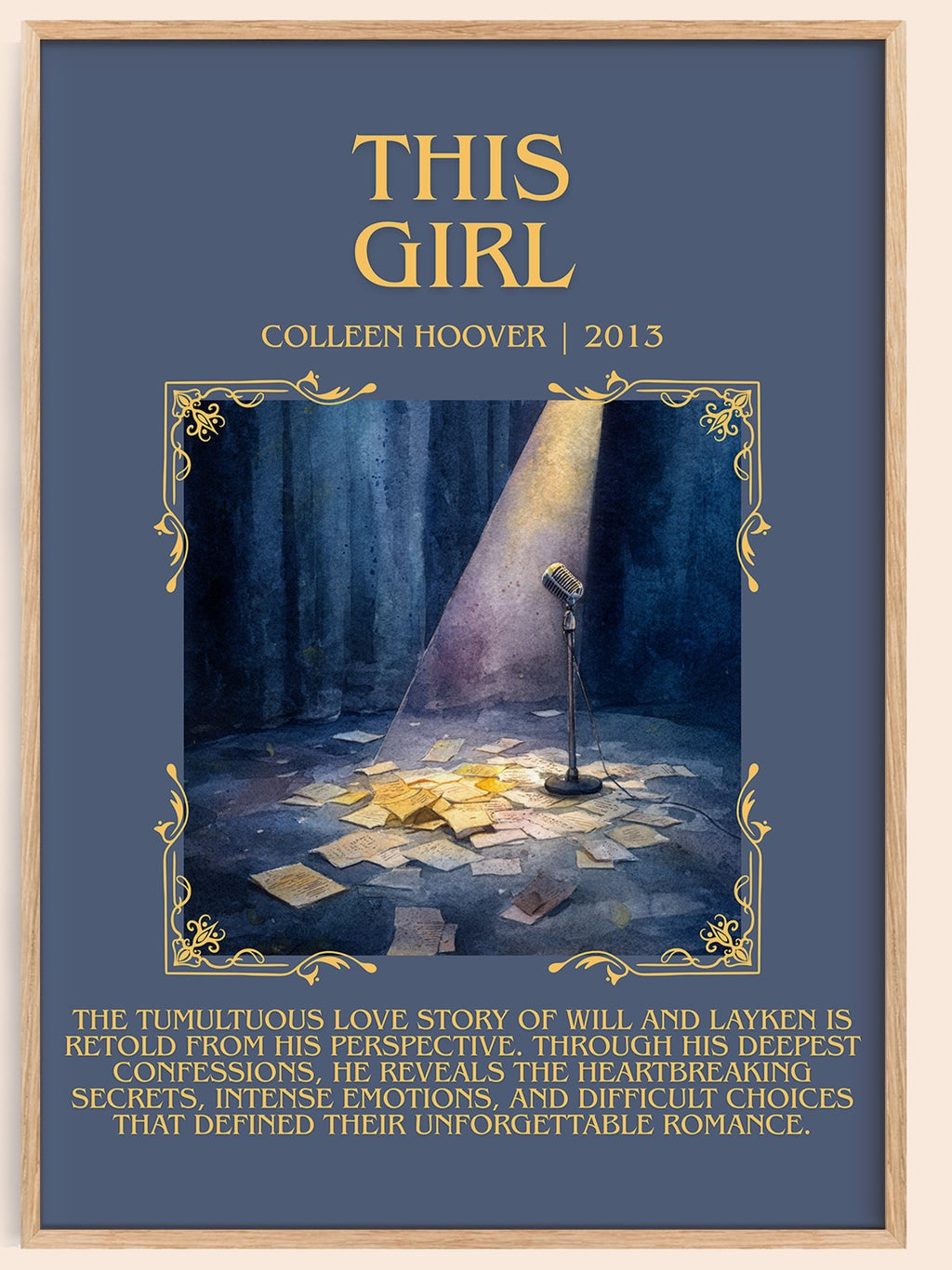 This Girl minimalist book poster by Colleen Hoover – framed literary art print