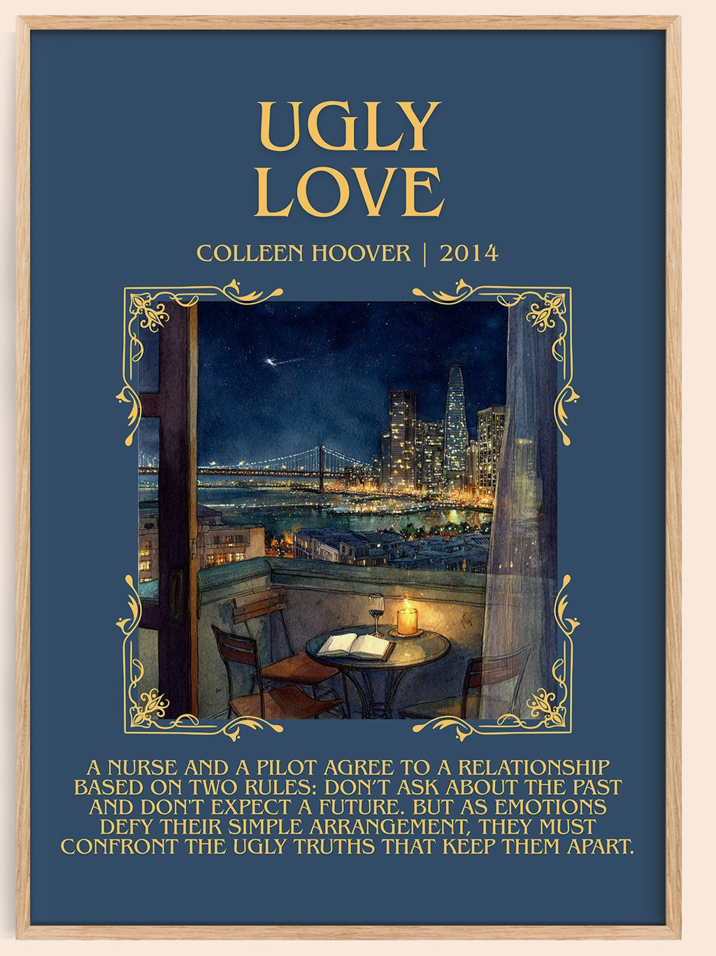 Ugly Love minimalist book poster by Colleen Hoover – framed literary art print