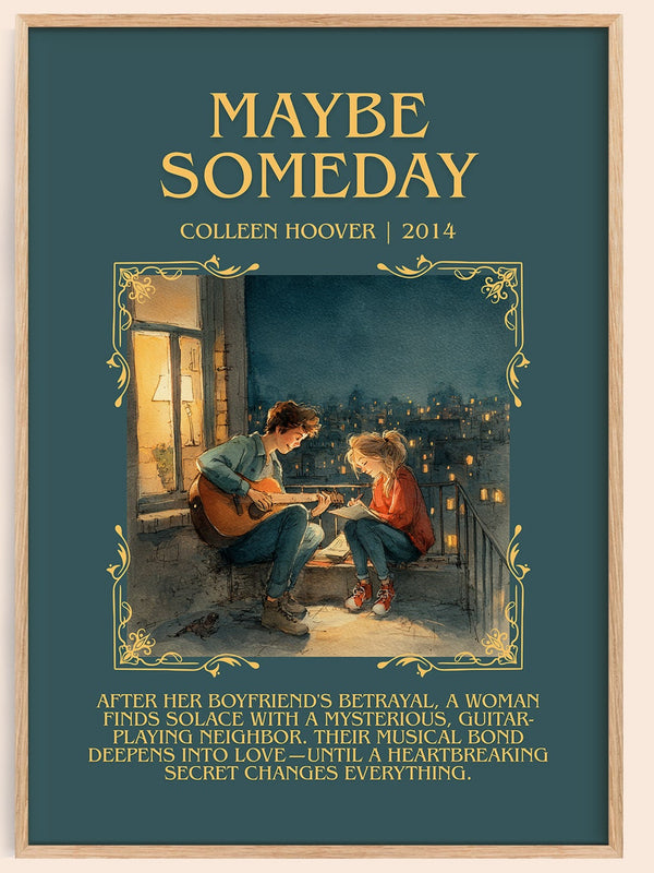 Maybe Someday minimalist book poster by Colleen Hoover – framed literary art print