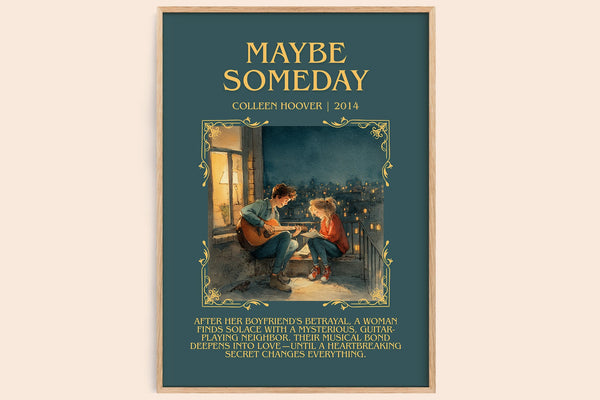 Maybe Someday minimalist book poster by Colleen Hoover – framed literary art print