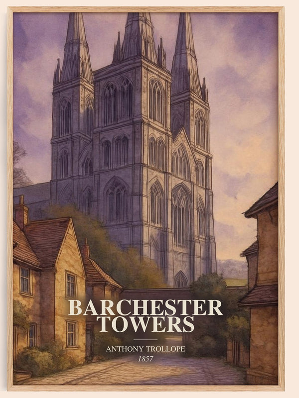 Barchester Towers watercolour book poster by Anthony Trollope – framed literary art print