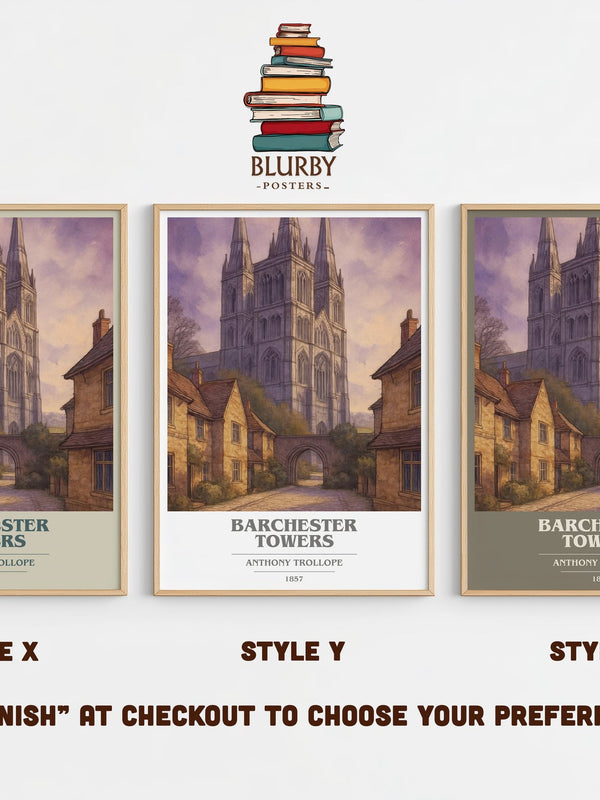 Barchester Towers book cover print in frame leaning in hallway – classic literature wall art
