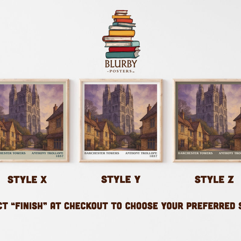 Barchester Towers literary print in frame leaning in hallway – classic literature wall art