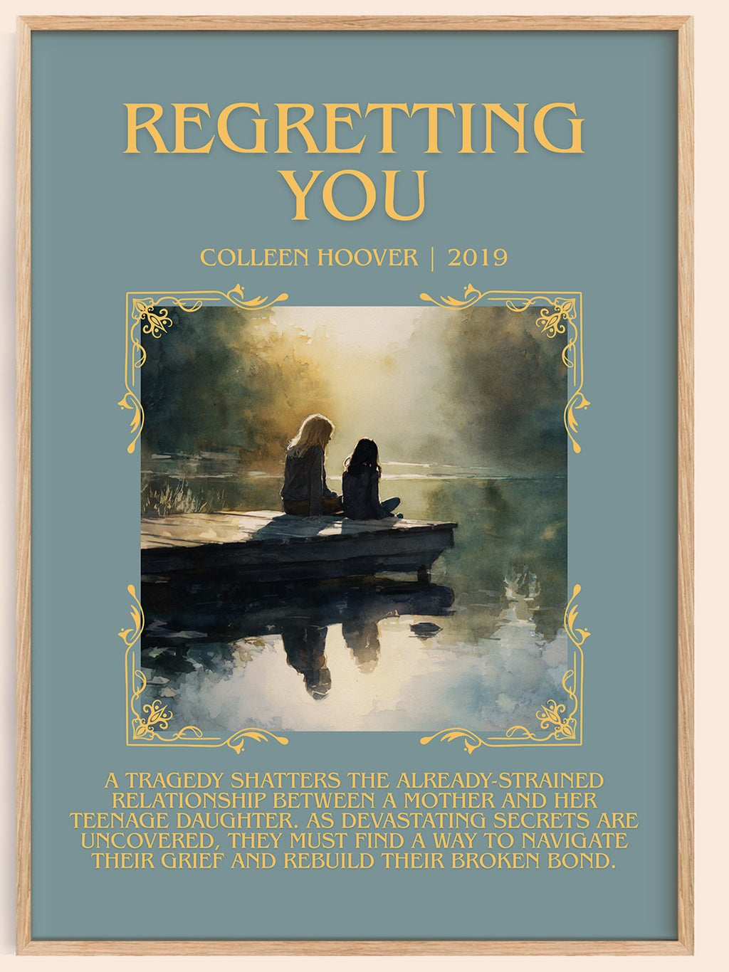 Regretting You minimalist book poster by Colleen Hoover – framed literary art print
