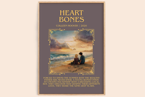 Heart Bones minimalist book poster by Colleen Hoover – framed literary art print