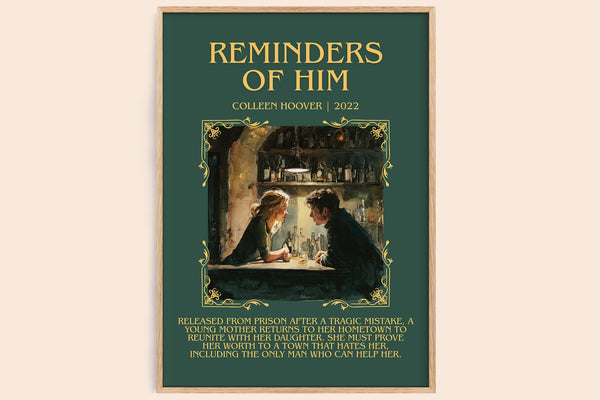 Reminders of Him minimalist book poster by Colleen Hoover – framed literary art print