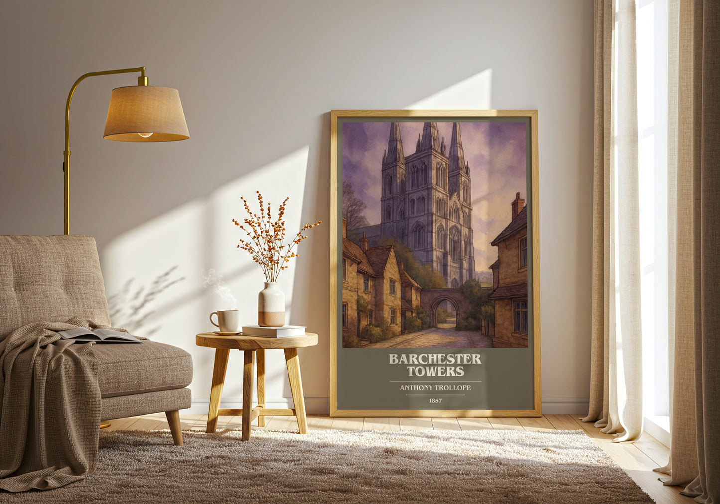 Barchester Towers book cover print on bookshelf – Anthony Trollope fan gift