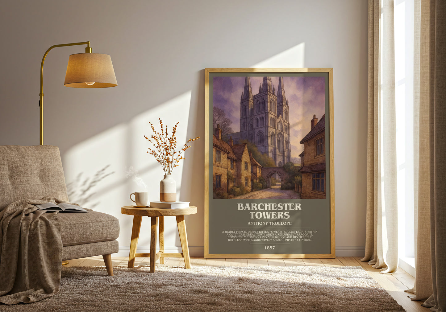 Barchester Towers bookish print on bookshelf – Anthony Trollope fan gift