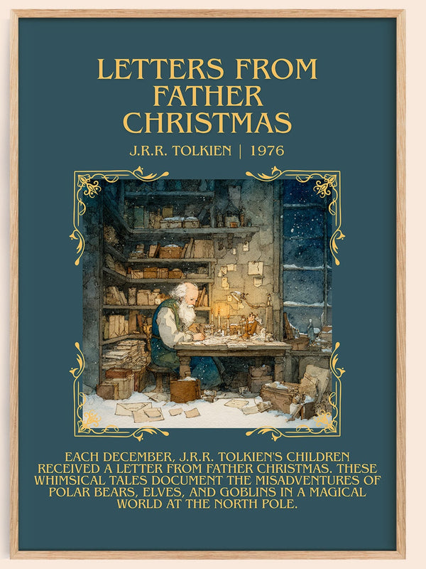 Letters from Father Christmas minimalist book poster by J. R. R. Tolkien – framed literary art print