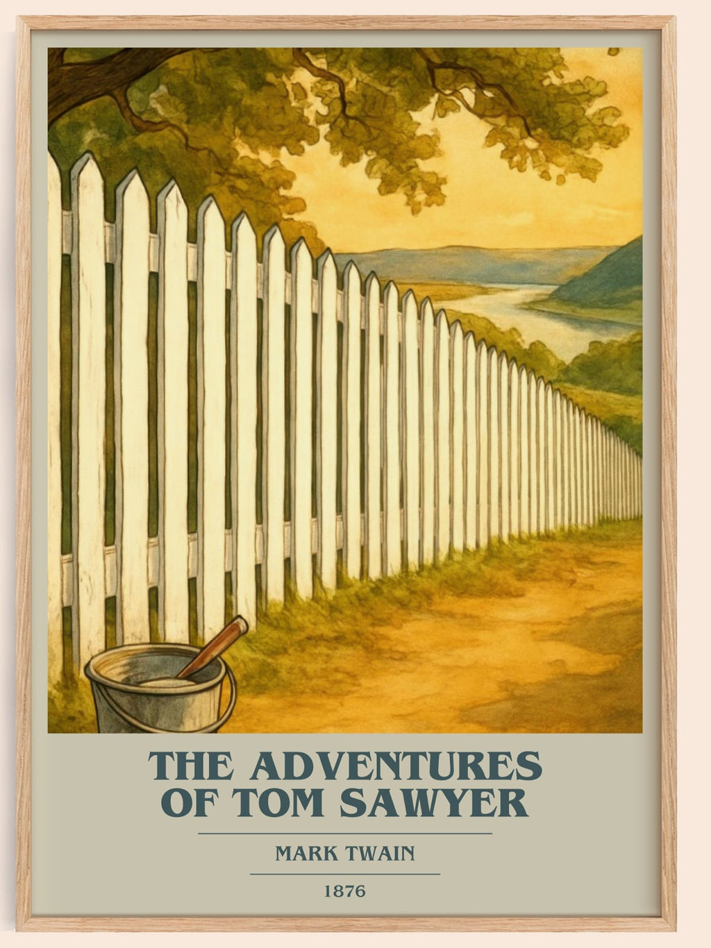 The Adventures Of Tom Sawyer book cover book poster by Mark Twain – framed literary art print
