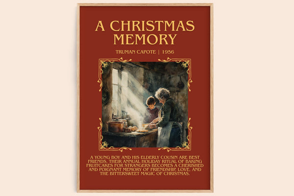 A Christmas Memory minimalist book poster by Truman Capote – framed literary art print