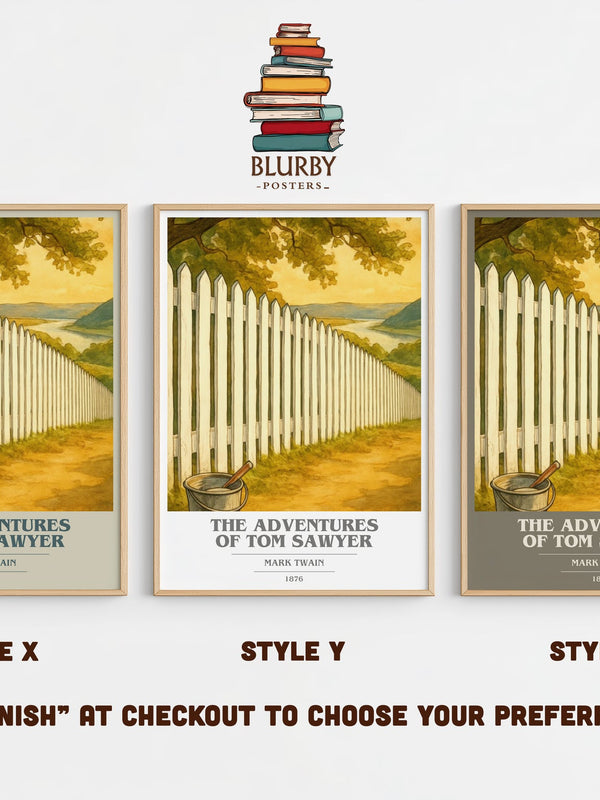 The Adventures Of Tom Sawyer book cover print in frame leaning in hallway – childrens wall art