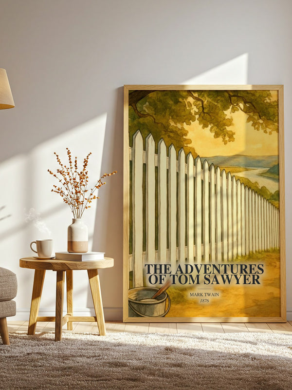 The Adventures Of Tom Sawyer watercolour print in frame leaning in hallway – childrens wall art