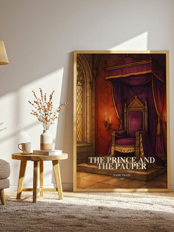 The Prince And The Pauper watercolour print in frame leaning in hallway – historical fiction wall art
