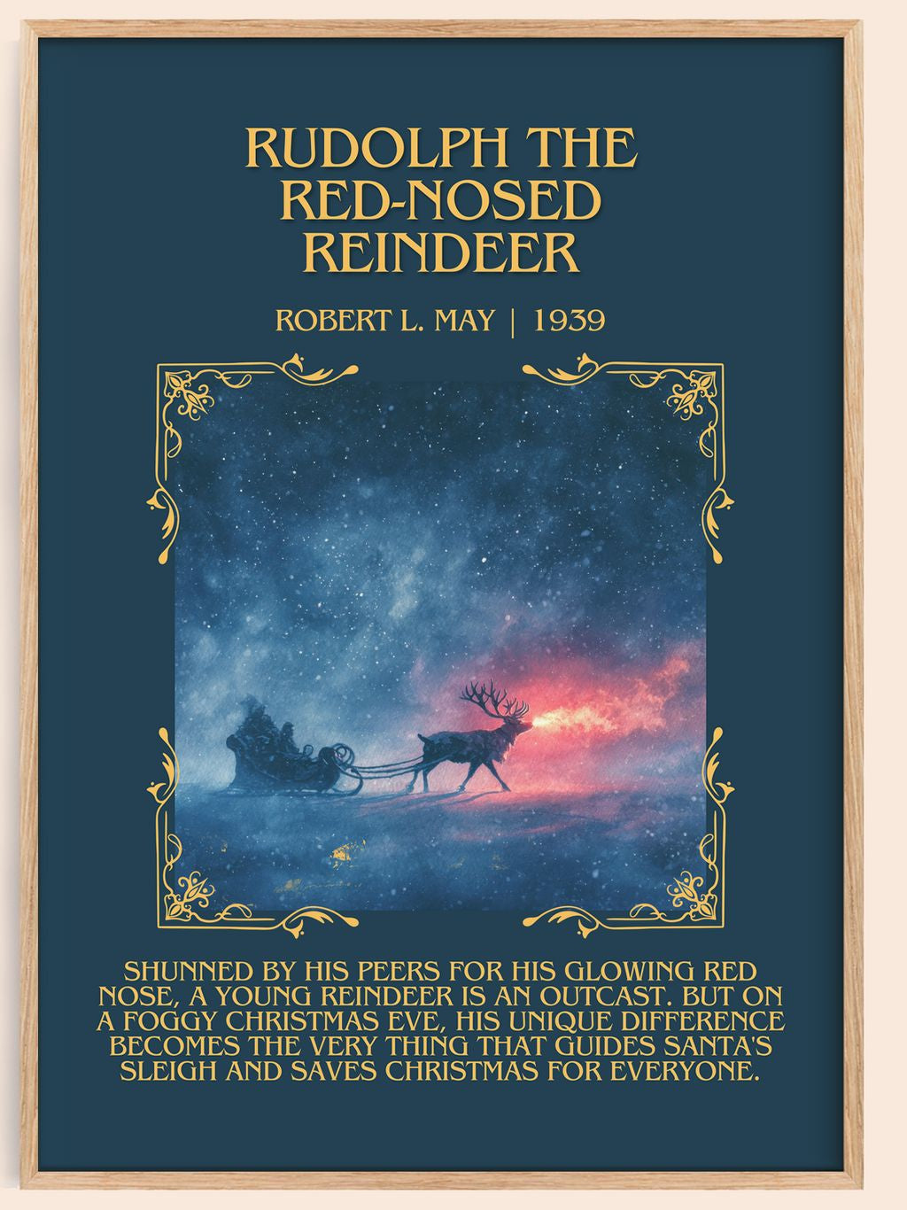 Rudolph The Red-Nosed Reindeer Minimalist Book Poster by Robert L. May – book poster