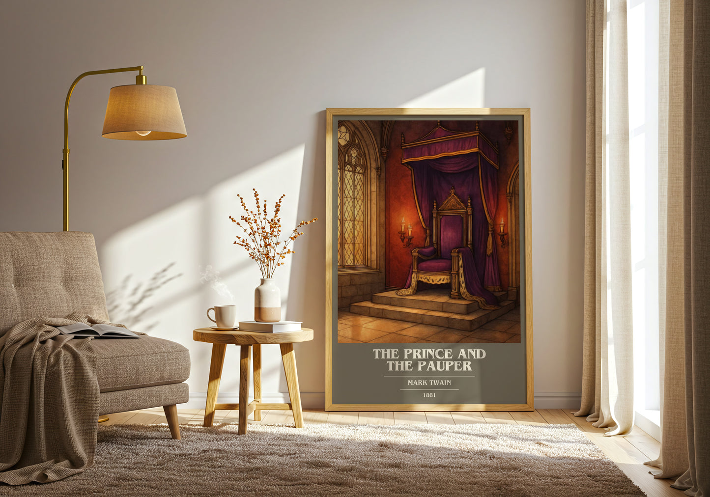 The Prince And The Pauper book cover print on bookshelf – Mark Twain fan gift