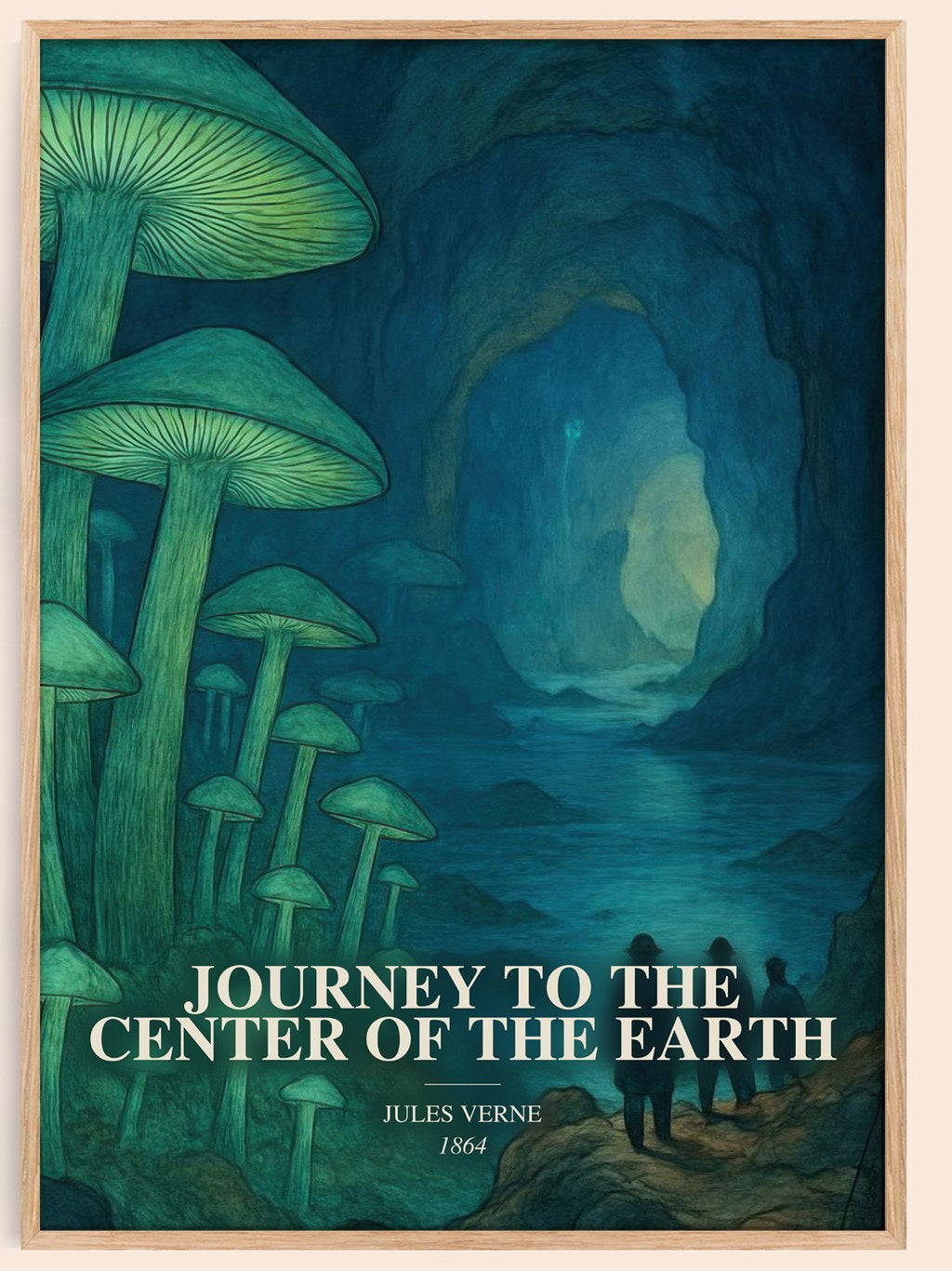 Journey To The Center Of The Earth watercolour book poster by Jules Verne – framed literary art print