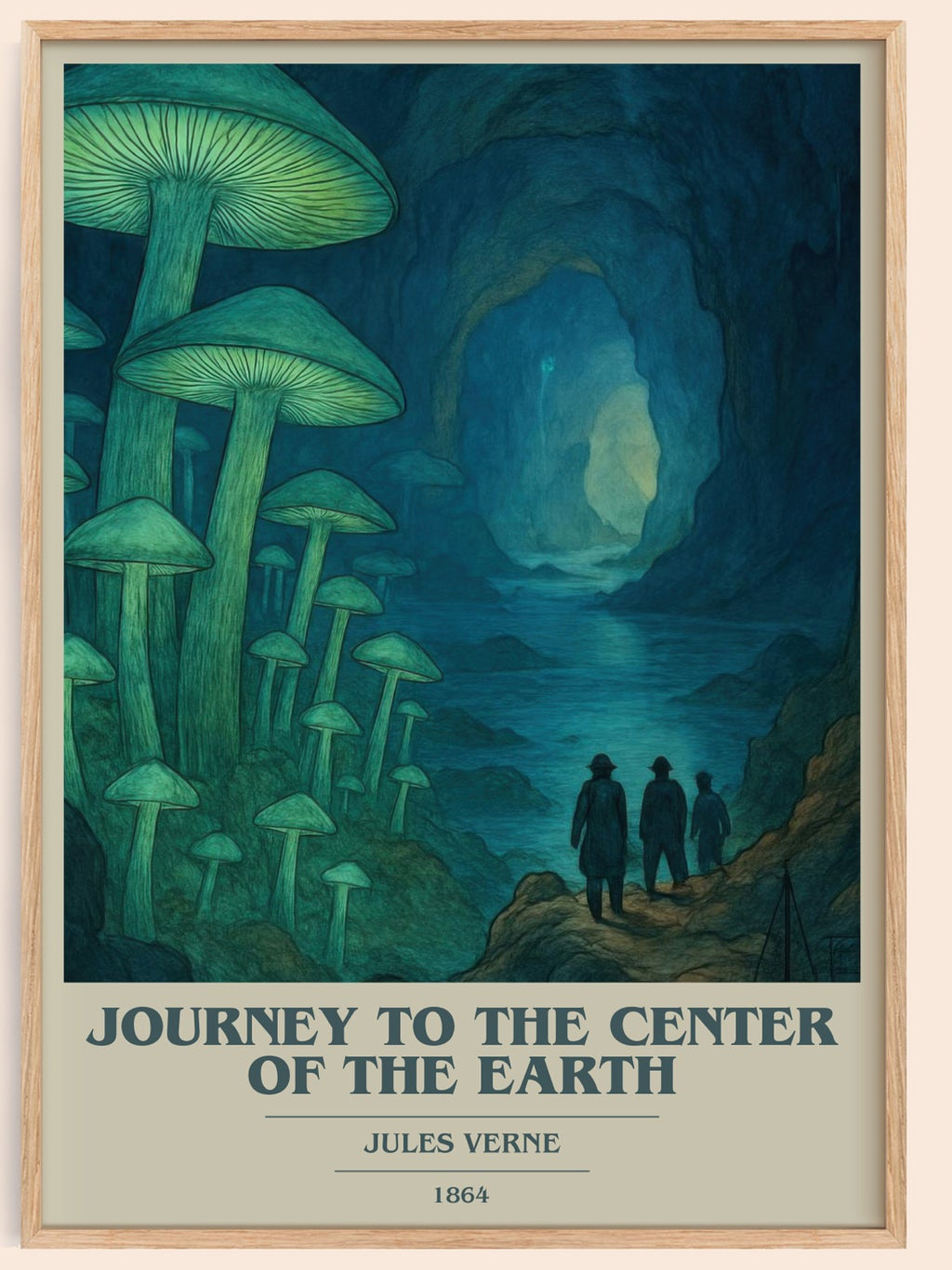 Journey To The Center Of The Earth book cover book poster by Jules Verne – framed literary art print