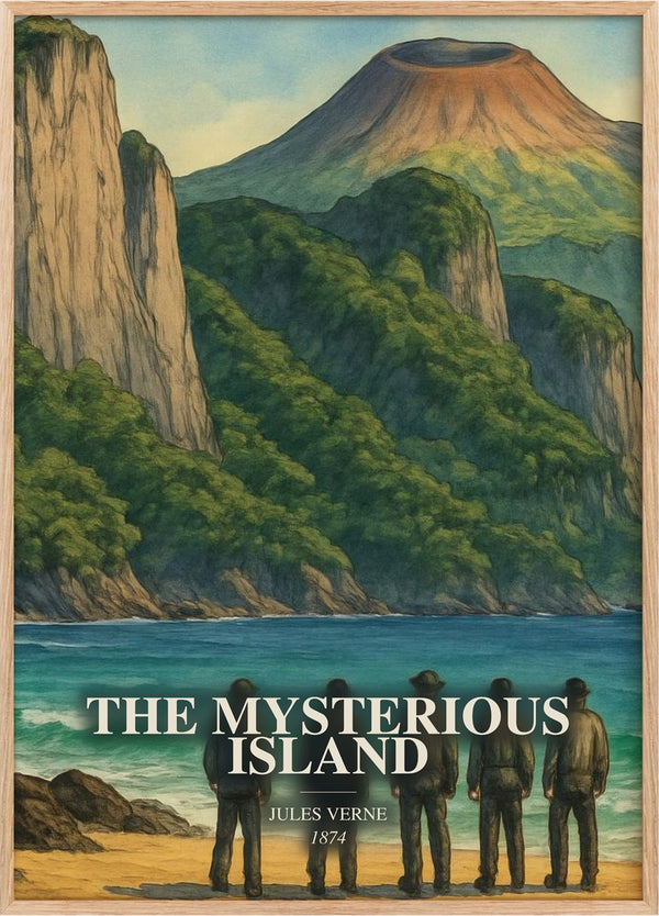 The Mysterious Island Book Watercolour Illustration by Jules Verne