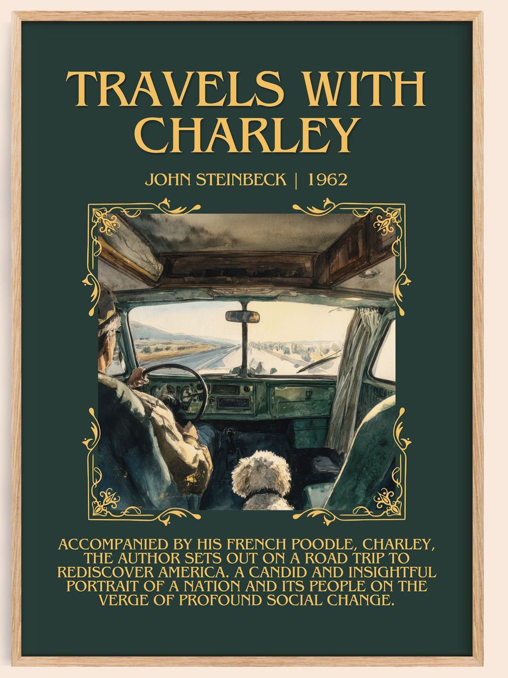 Travels With Charley Minimalist Book Poster by John Steinbeck – book poster
