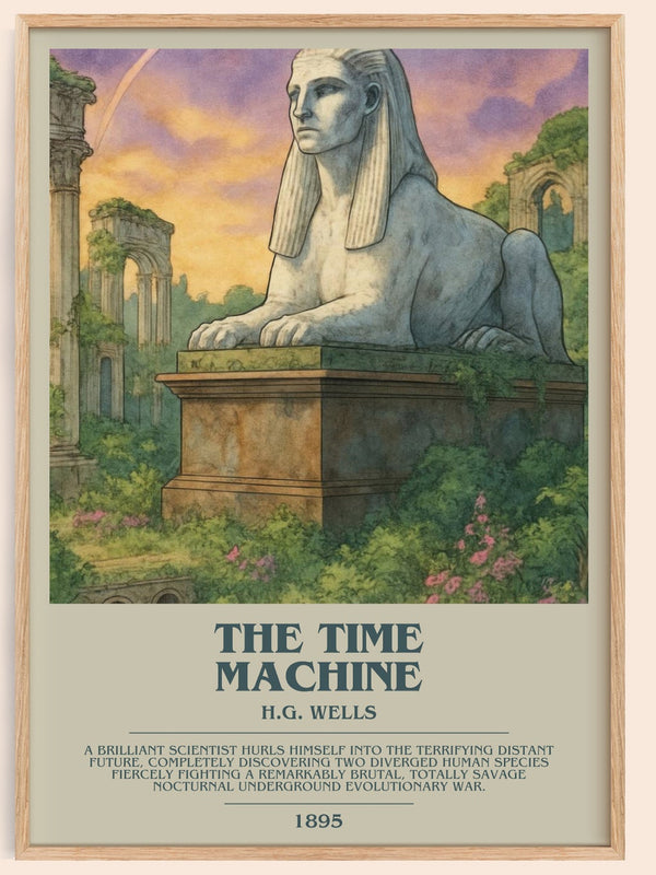The Time Machine bookish book poster by H.G. Wells – framed literary art print
