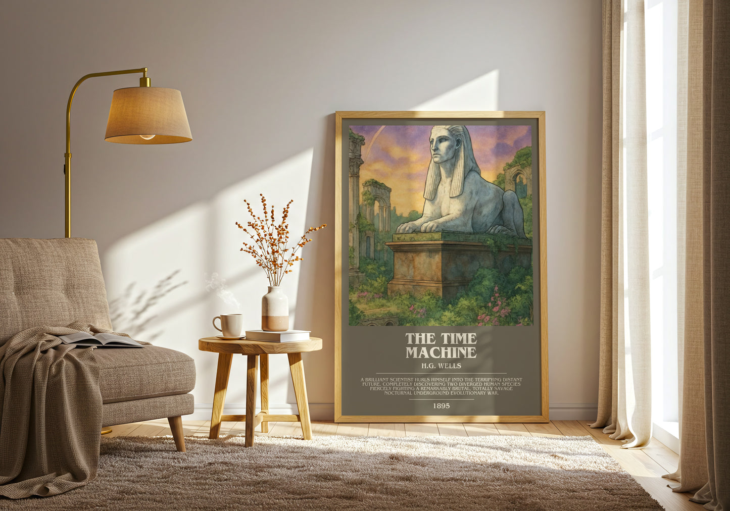 The Time Machine bookish print on bookshelf – H.G. Wells fan gift