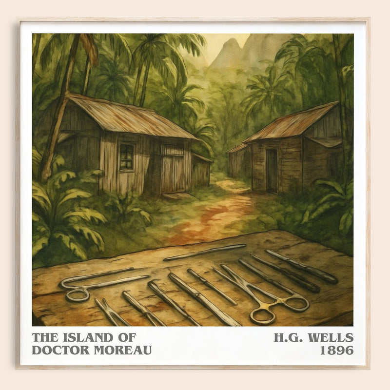 The Island Of Doctor Moreau literary book poster by H.G. Wells – framed literary art print