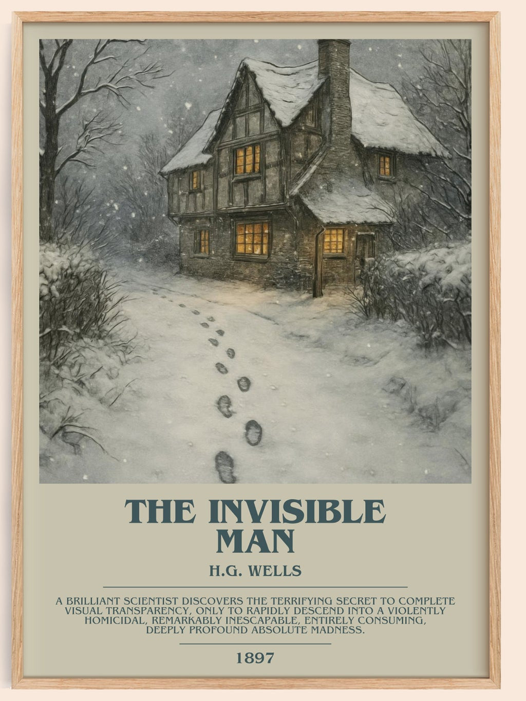 The Invisible Man bookish book poster by H.G. Wells – framed literary art print
